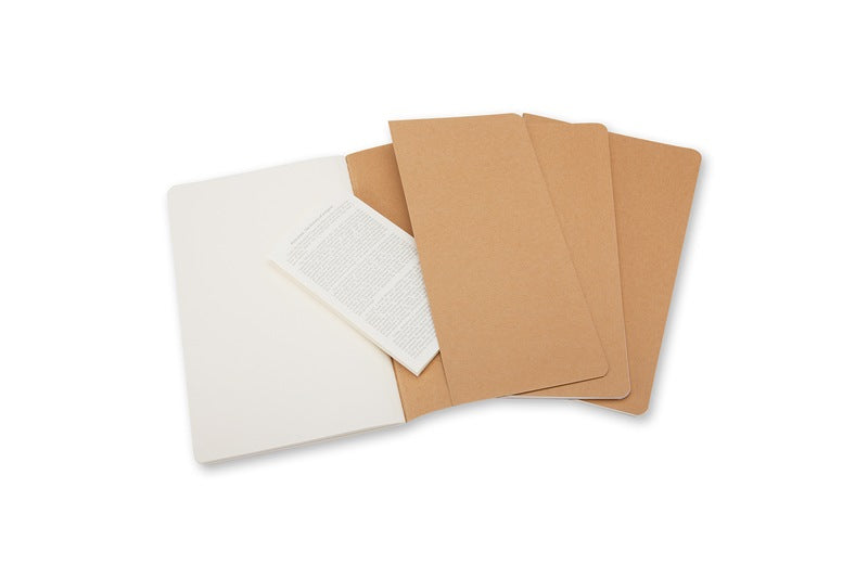 Moleskine Notizheft, blanko, Fadenheftung, Karton, 64 Seiten, 70 g/m² – Packpapierbraun, 3er-Pack