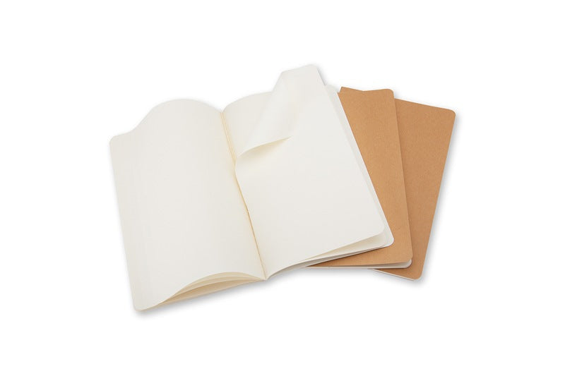 Moleskine Notizheft, blanko, Fadenheftung, Karton, 64 Seiten, 70 g/m² – Packpapierbraun, 3er-Pack