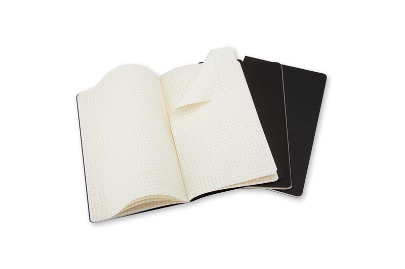 Moleskine Notizheft, 90 × 140 mm, kariert, Fadenheftung, Karton, 64 Seiten, 70 g/m² – schwarz, 3er-Pack