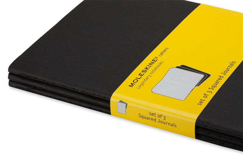 Moleskine Notizheft, 90 × 140 mm, kariert, Fadenheftung, Karton, 64 Seiten, 70 g/m² – schwarz, 3er-Pack