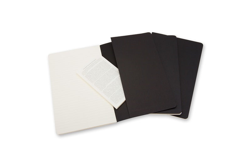 Moleskine Notizheft – 90 × 140 mm – perforiert, Innentasche, abgerundete Kanten, schwarz, 3 Stück