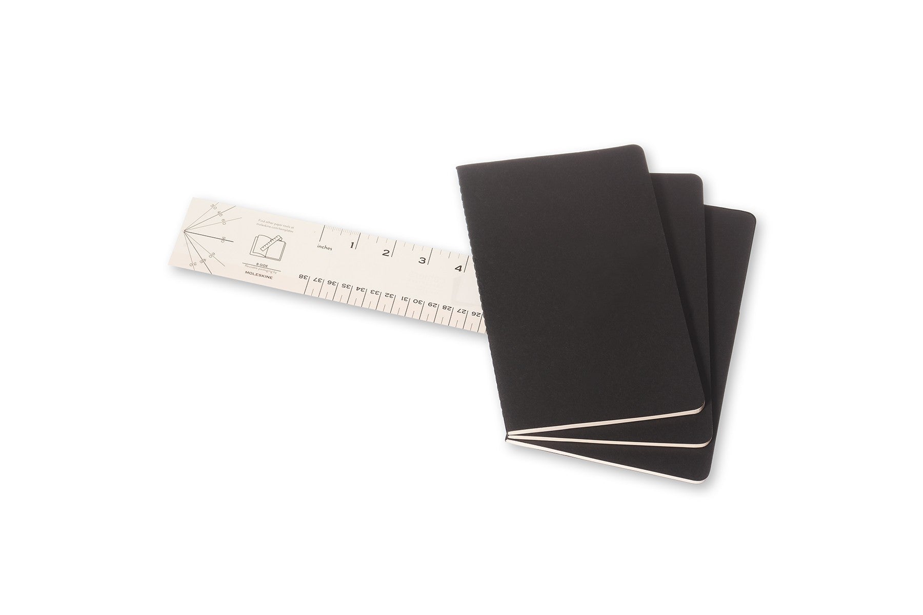 Moleskine Notizheft – 130 × 210 mm – 80 Blatt – 70 g/m² – Fadenheftung, grosse Innentasche – schwarz, 3 Stück
