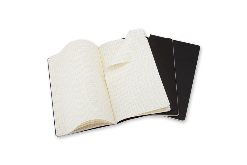Moleskine Cahier Notizheft – 130 × 210 mm – kariert – 80 Blatt – Fadenheftung, Innentasche, schwarz, 3 Stück