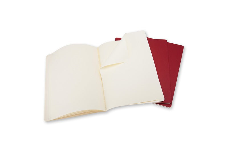 Moleskine Notizheft Cahiers Collection, Kartoneinband, 120 Seiten, 70 g/m² – Preiselbeerrot, 3er-Pack