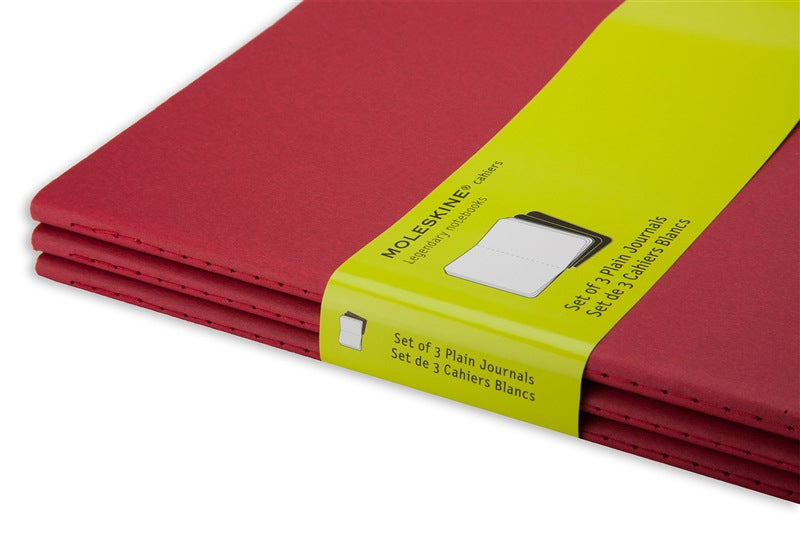 Moleskine Notizheft Cahiers Collection, Kartoneinband, 120 Seiten, 70 g/m² – Preiselbeerrot, 3er-Pack