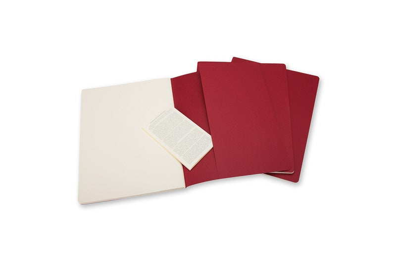 Moleskine Notizheft Cahiers Collection, Kartoneinband, 120 Seiten, 70 g/m² – Preiselbeerrot, 3er-Pack