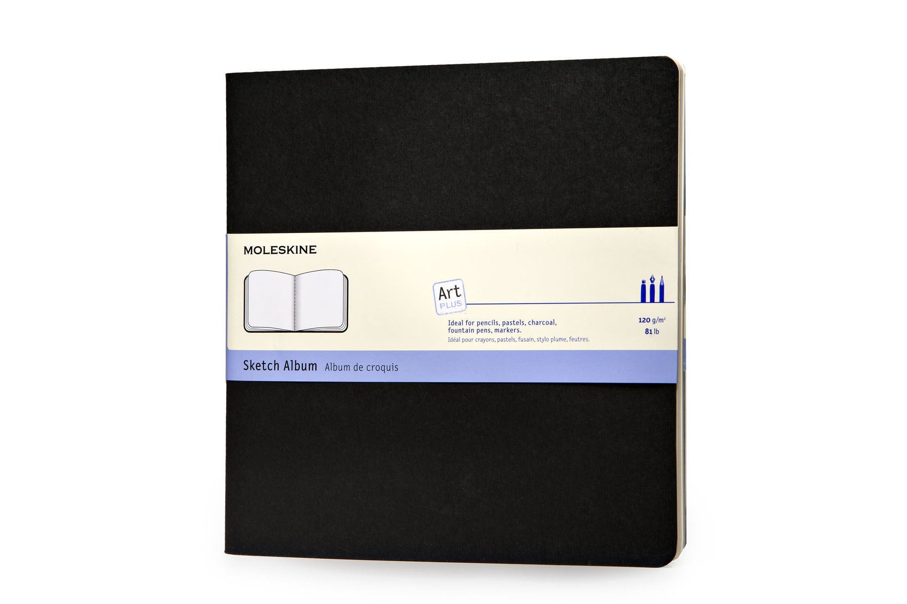 Moleskine Skizzenbuch, 19 × 19 cm, 120 g/m², 88 Seiten, schwarz, säurefrei