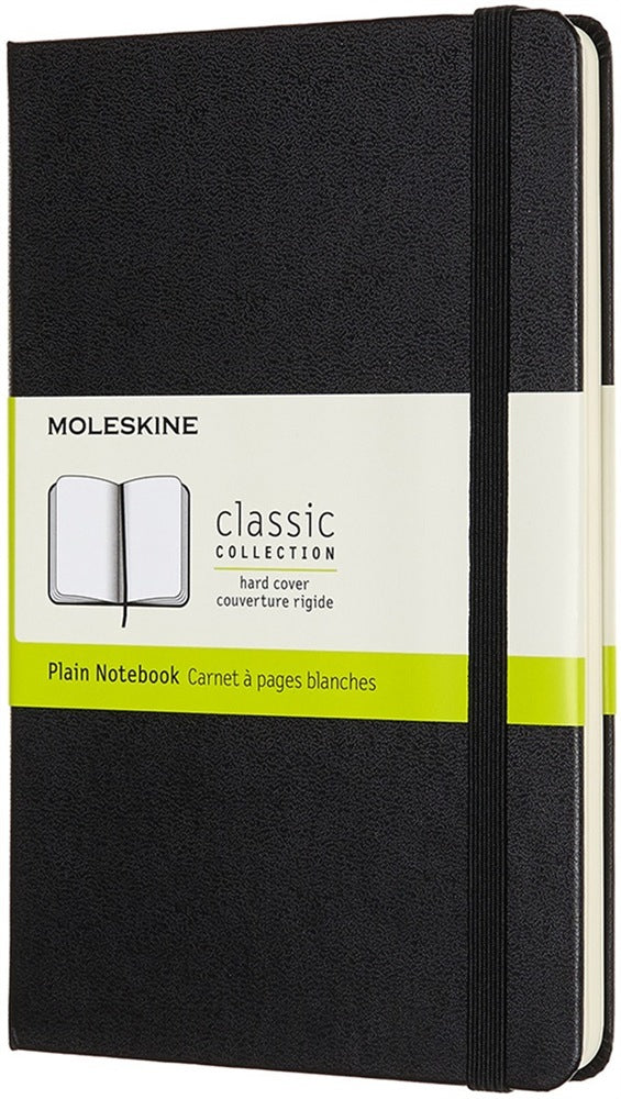 Moleskine Classic Notizbuch – 182 × 118 mm – blanko – 208 Seiten – Gummiband, Lesezeichenband, schwarz