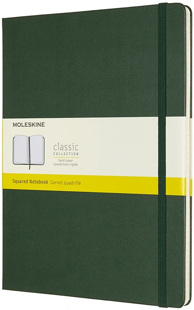 Moleskine Notizbuch, 250 × 190 mm, kariert, Fadenheftung, Hardcover, 192 Seiten – Myrtengrün