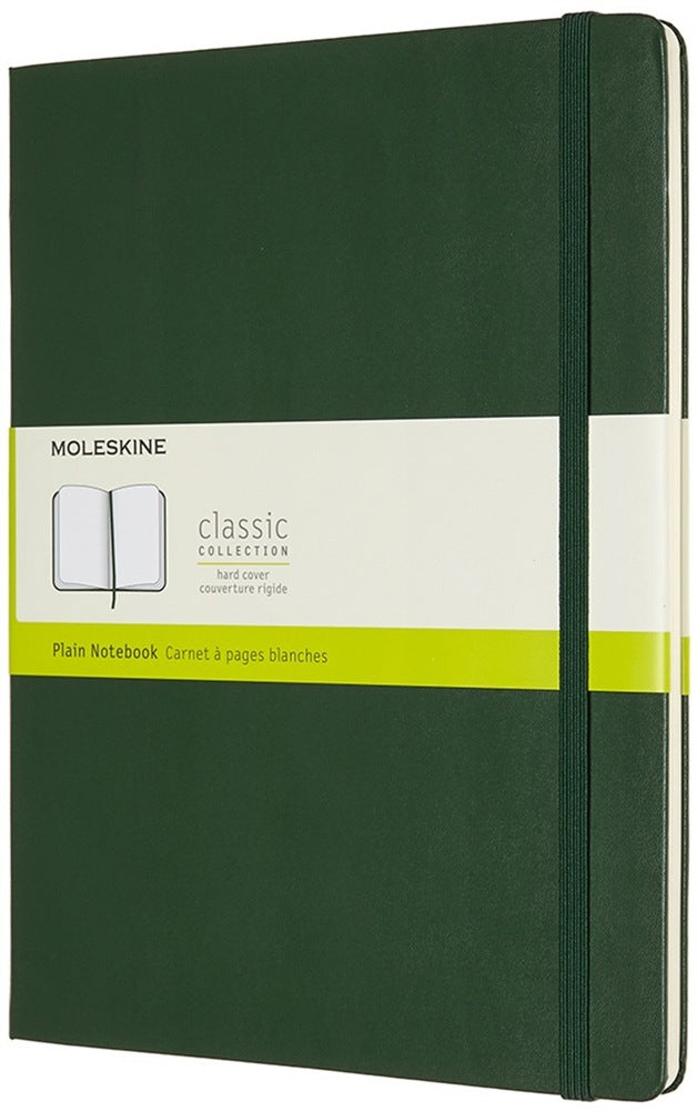 Moleskine Notizbuch – 250 × 190 mm – blanko – 192 Seiten – Hardcover, Gummiband, Lesezeichen – Myrtengrün