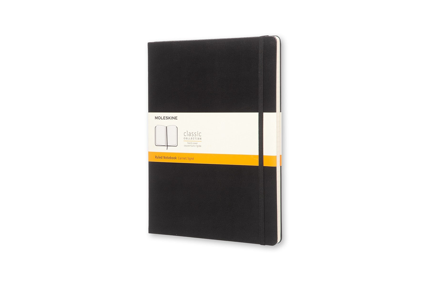 Moleskine Notizbuch, 190 × 250 mm, liniert, Fadenheftung, Hardcover, 192 Seiten, 70 g/m² – schwarz