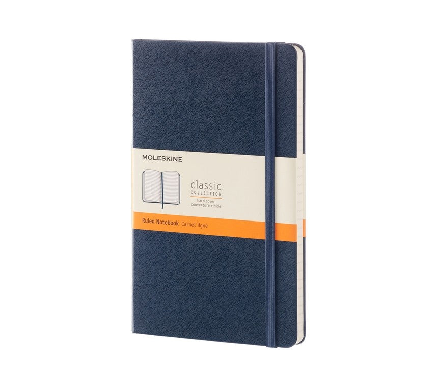 Moleskine Notizbuch A5, liniert, Fadenheftung, Hardcover, 240 Seiten, 70 g/m² – dunkelblau