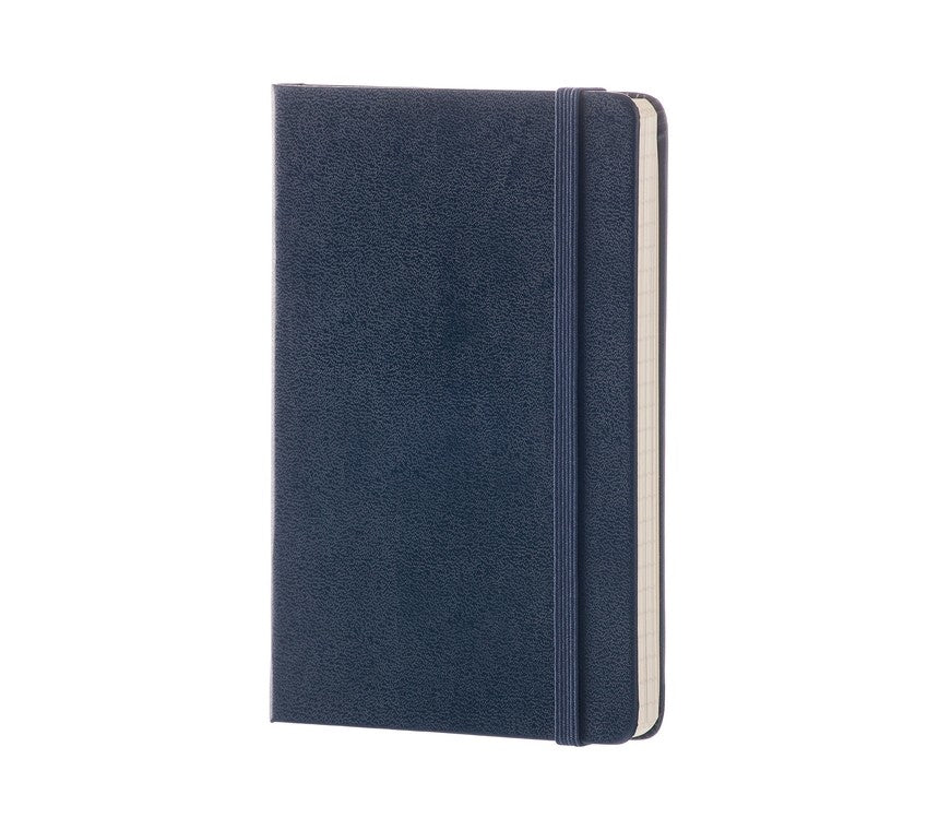 Moleskine Notizbuch – 90 × 140 mm – 192 Blatt – 70 g/m² – Hardcover, Gummiband, Innentasche, blau, FSC