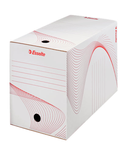 Esselte Archivschachtel – für A4, B 200 × H 250 × T 352 mm, mit Griffloch, weiss, Karton, 1 Stück