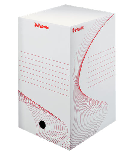 Esselte Archivschachtel – für A4, B 200 × H 250 × T 352 mm, mit Griffloch, weiss, Karton, 1 Stück