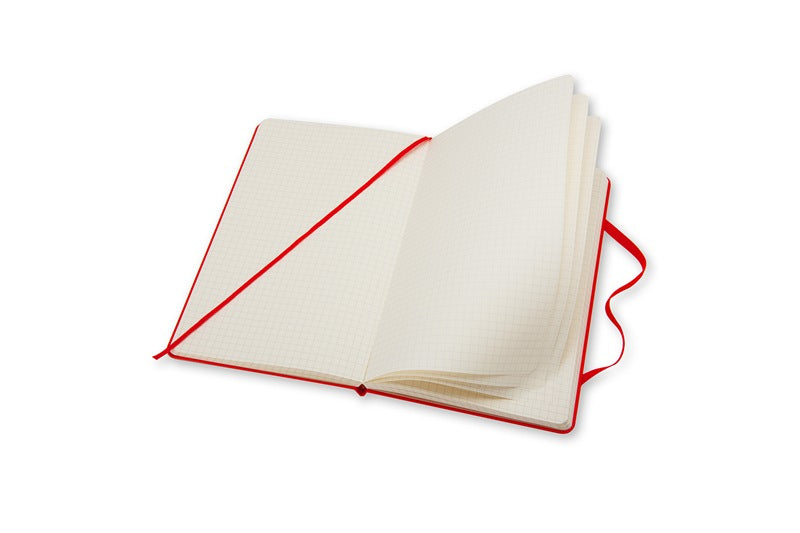 Moleskine Notizbuch, 130 × 210 mm, kariert, Leimbindung, Hardcover, 240 Seiten, 70 g/m² – rot