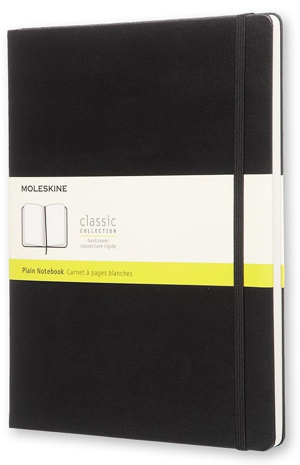 Moleskine Notizbuch, 190 × 250 mm, blanko, Leimbindung, Hardcover, 192 Seiten, 70 g/m² – schwarz