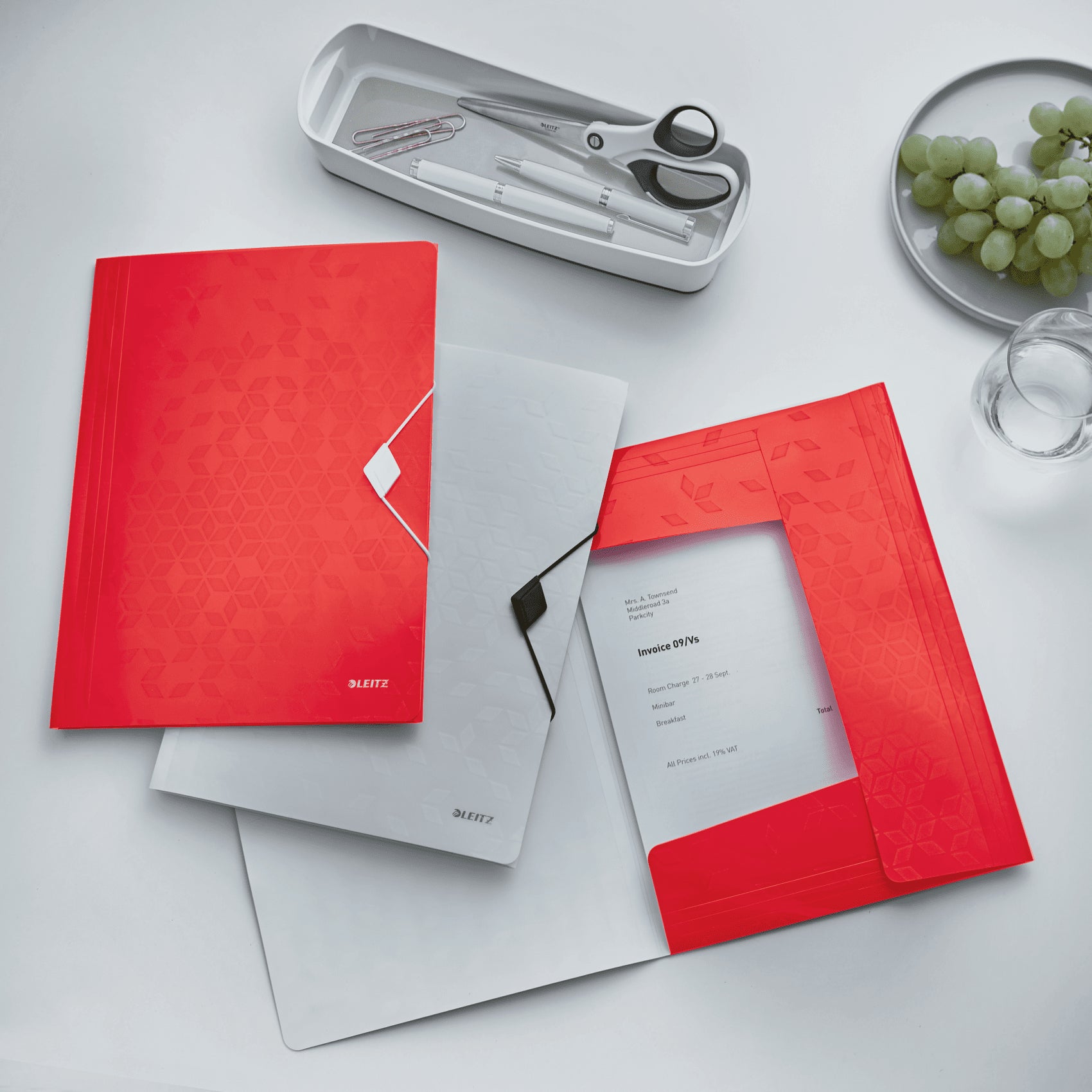 Leitz WOW Gummibandmappe A4 – Polypropylen (PP), rot, säurefrei, bis 150 Blatt