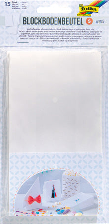 Folia Blockbodenbeutel – Papier, lebensmittelecht, FSC-zertifiziert – 100 × 175 × 55 mm – 15 Stk., Weiss