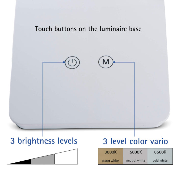 MAUL LED-Tischleuchte Pearly Colour Vario – 3-stufig dimmbar, Touchfeld – 3000–6500 K – 616 lm 5 W