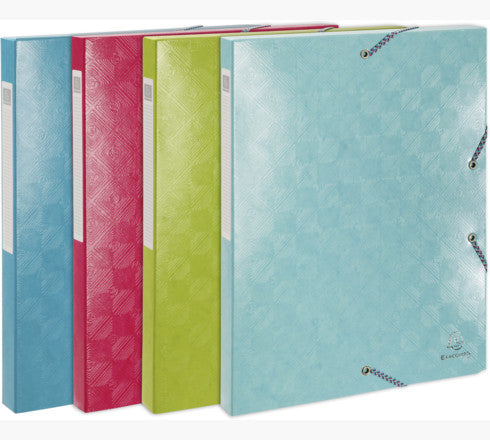 Exacompta Archivschachtel – für A4, Rücken 40 mm, 350 Blatt, Blau/Grün/Rot/Türkis, Karton, 4 Stück