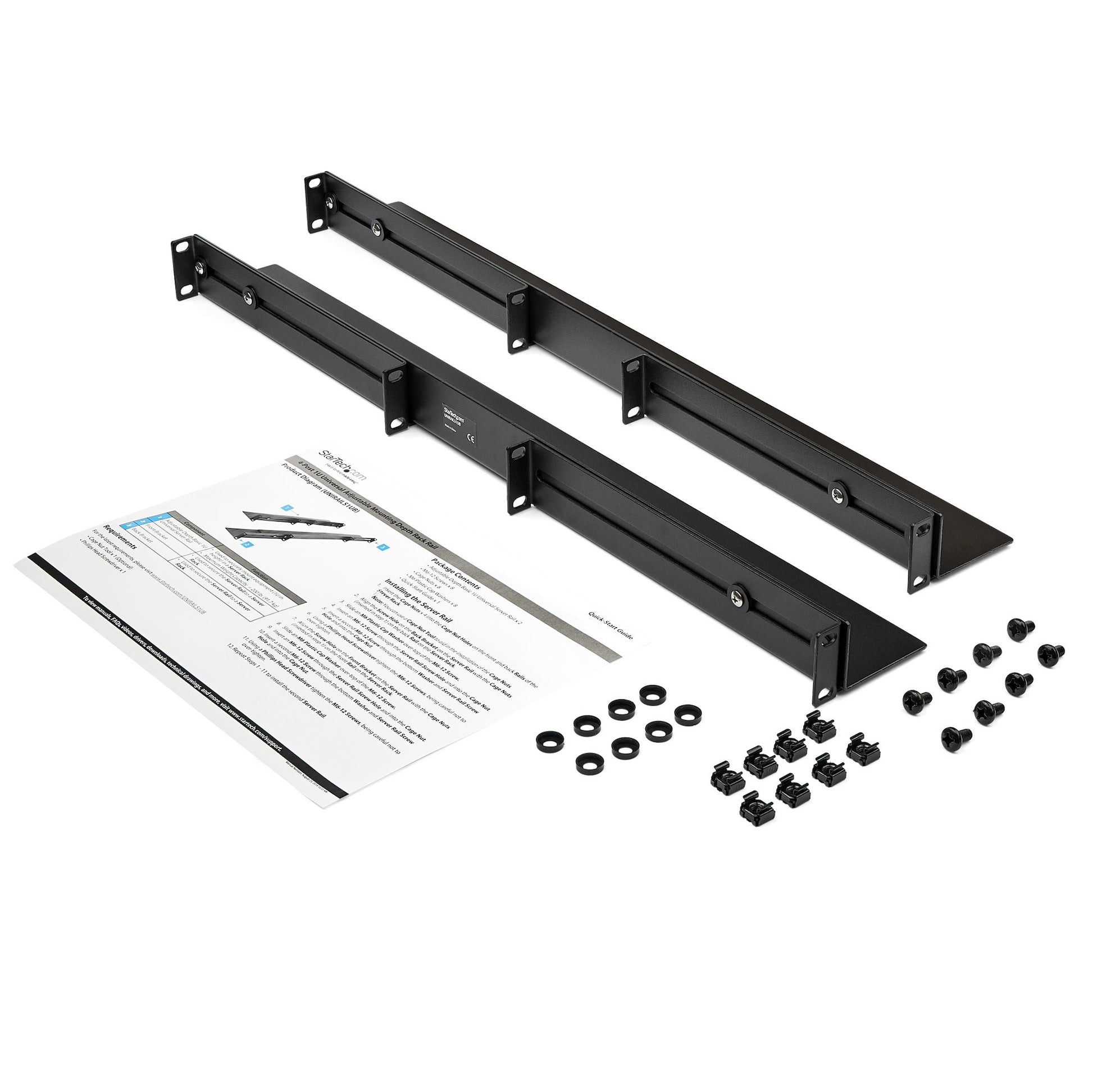 StarTech.com Rack-Schienenset 19" – 1U – 80 × 628 × 45 mm – 90,7 kg – für HPE ProLiant, Dell PowerEdge
