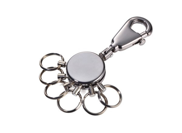 TROIKA Schlüsselanhänger Patent – 6 ausklinkbare Ringe, Chrom, Grau, 90 × 25 × 9 mm