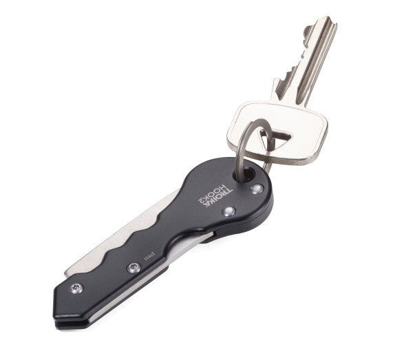 TROIKA Schlüsselanhänger Hook 2 – Schlüsselkette, Aluminium, Schwarz/Silber, 68 × 24 × 5 mm