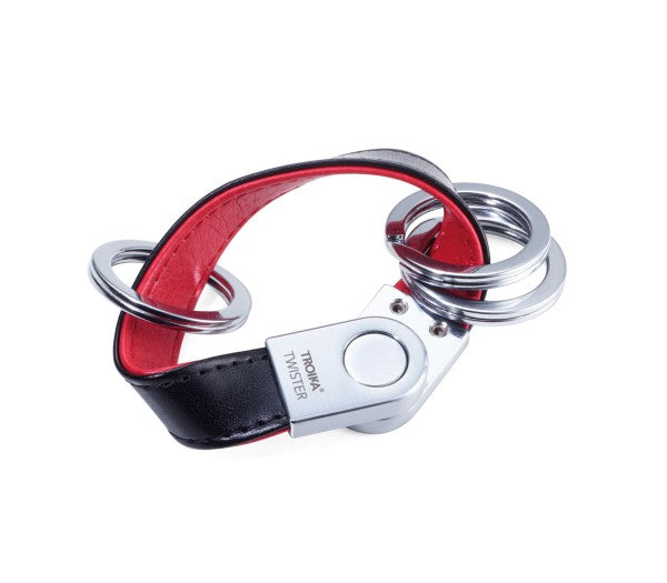 TROIKA Schlüsselanhänger – Schwarz/Rot, 17 × 10 mm