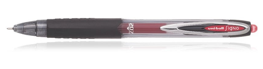Uni-Ball Signo 207 Gelschreiber – rot, 0,4 mm, dokumentenecht, wasserfest, lichtbeständig, Druck, nachfüllbar