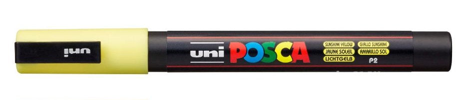 Uni-Ball POSCA Kreativ-/Pigmentmarker – Rundspitze 0,9–1,3 mm, Gelb, feucht abwischbar, deckend – für viele Oberflächen