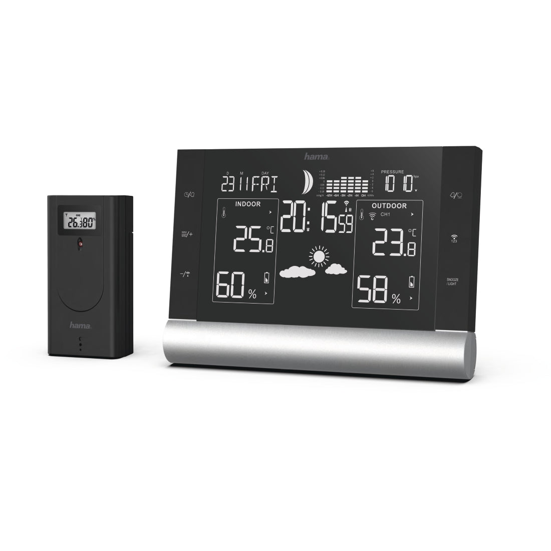 Hama Black Line plus Temperatur-/Feuchtesensor – Innen/Aussen