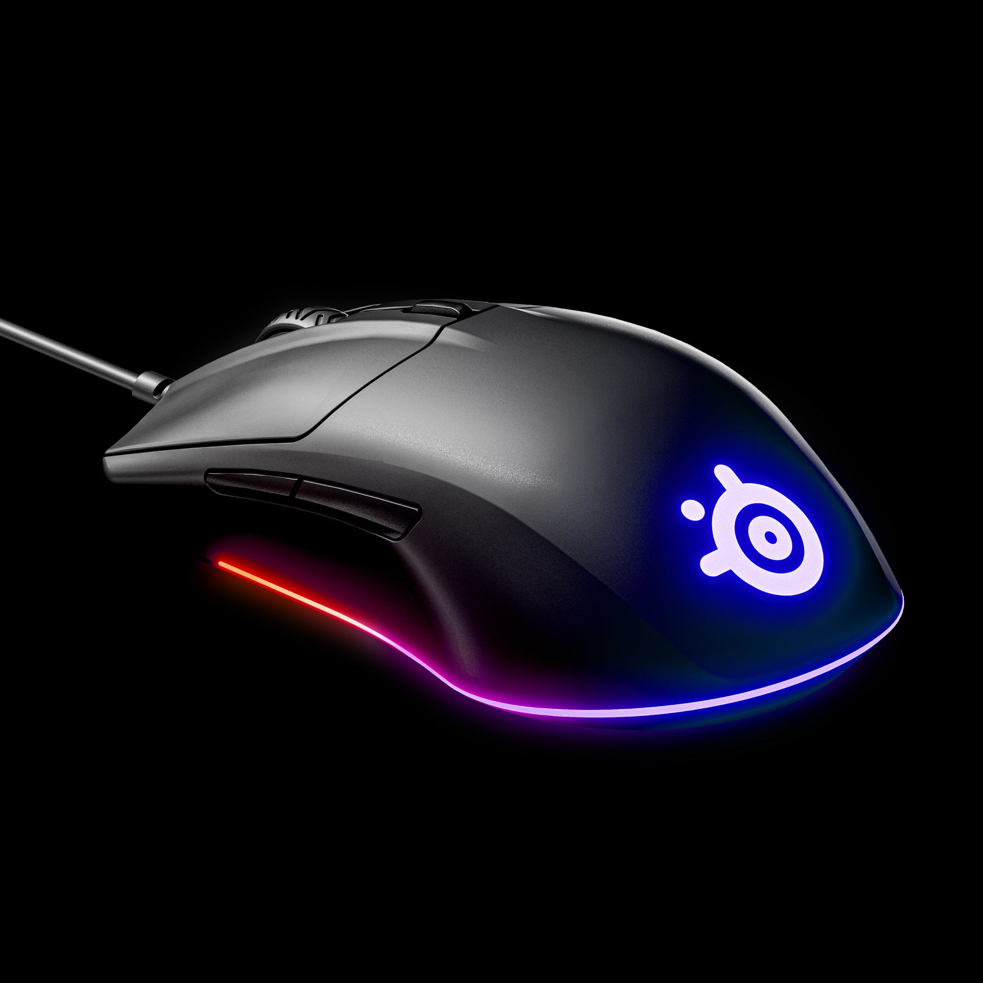 SteelSeries Rival 3 – Gaming-Maus – Kabelgebunden (USB‑A), 8500 DPI, RGB-Beleuchtung, rechts, Schwarz