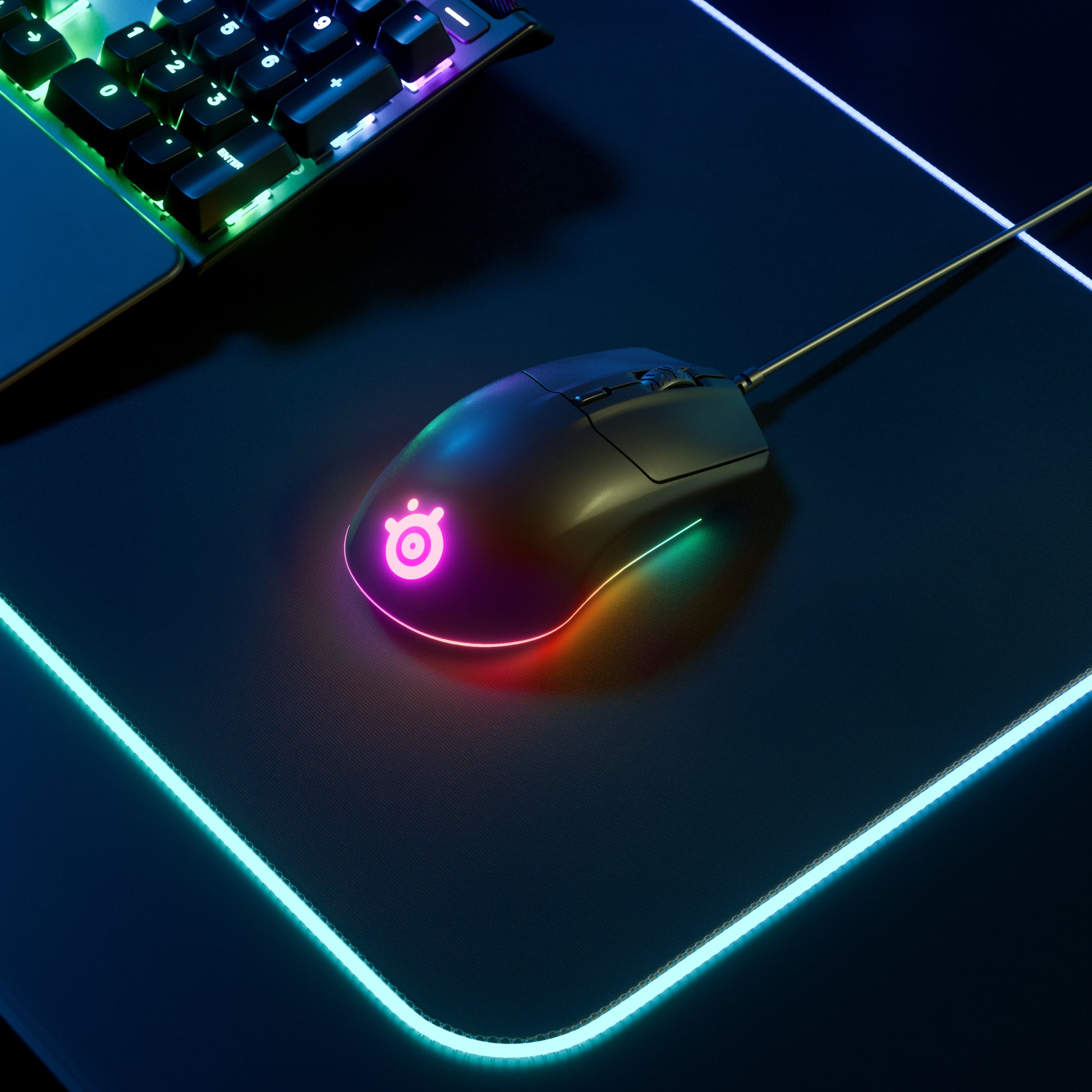 SteelSeries Rival 3 – Gaming-Maus – Kabelgebunden (USB‑A), 8500 DPI, RGB-Beleuchtung, rechts, Schwarz