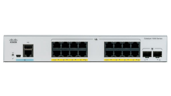 Cisco Catalyst 1000 C1000-16P-2G-L – Verwalteter L2 Switch – 16× 1G, 2× SFP, PoE+, PoE-Budget 120 W