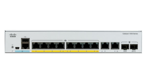 Cisco C1000-8FP-E-2G-L – Managed Switch – 8×GbE, 2×SFP, L2, PoE+ 120 W