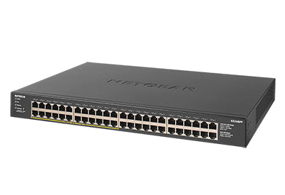 NETGEAR GS348PP – Switch – 48×GbE, 24×PoE+ 380 W, 19" Rack, Schwarz