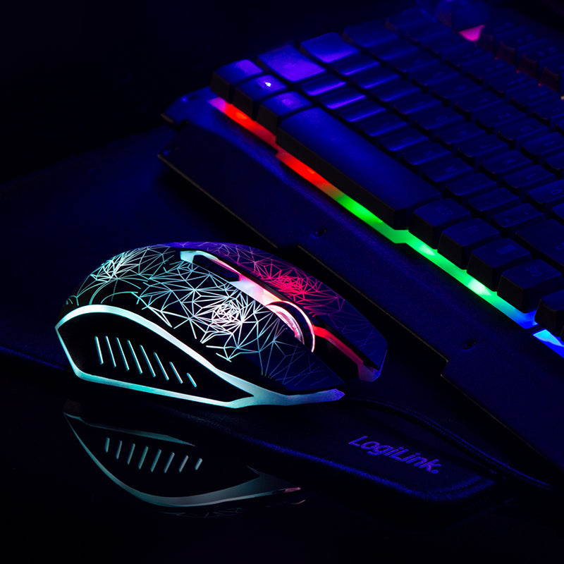 LogiLink Tastatur-Maus-Set – Membran, RGB, USB, QWERTY (US-INT), schwarz