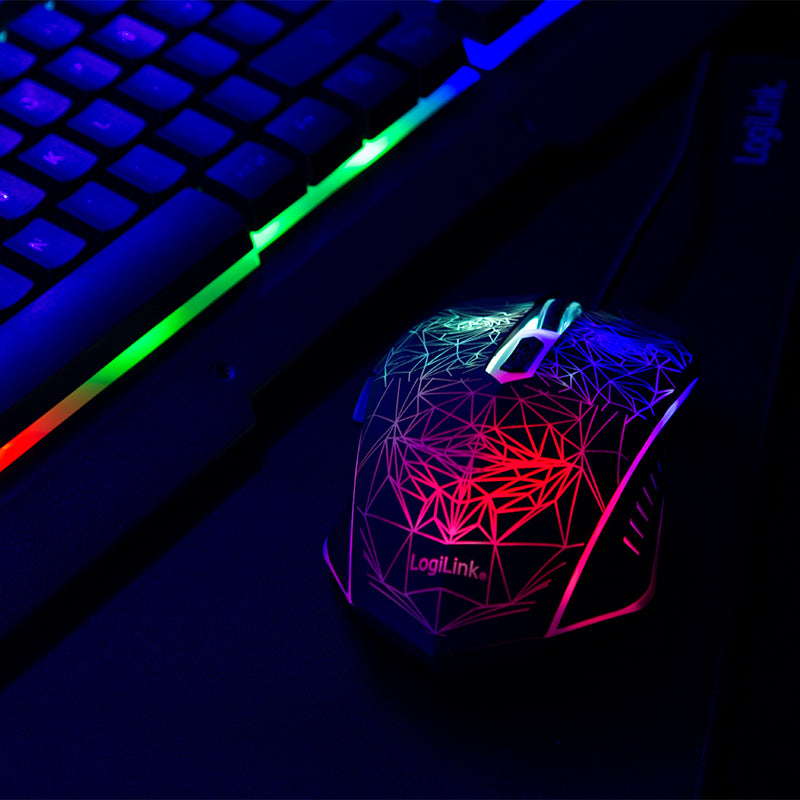 LogiLink Tastatur-Maus-Set – Membran, RGB, USB, QWERTY (US-INT), schwarz