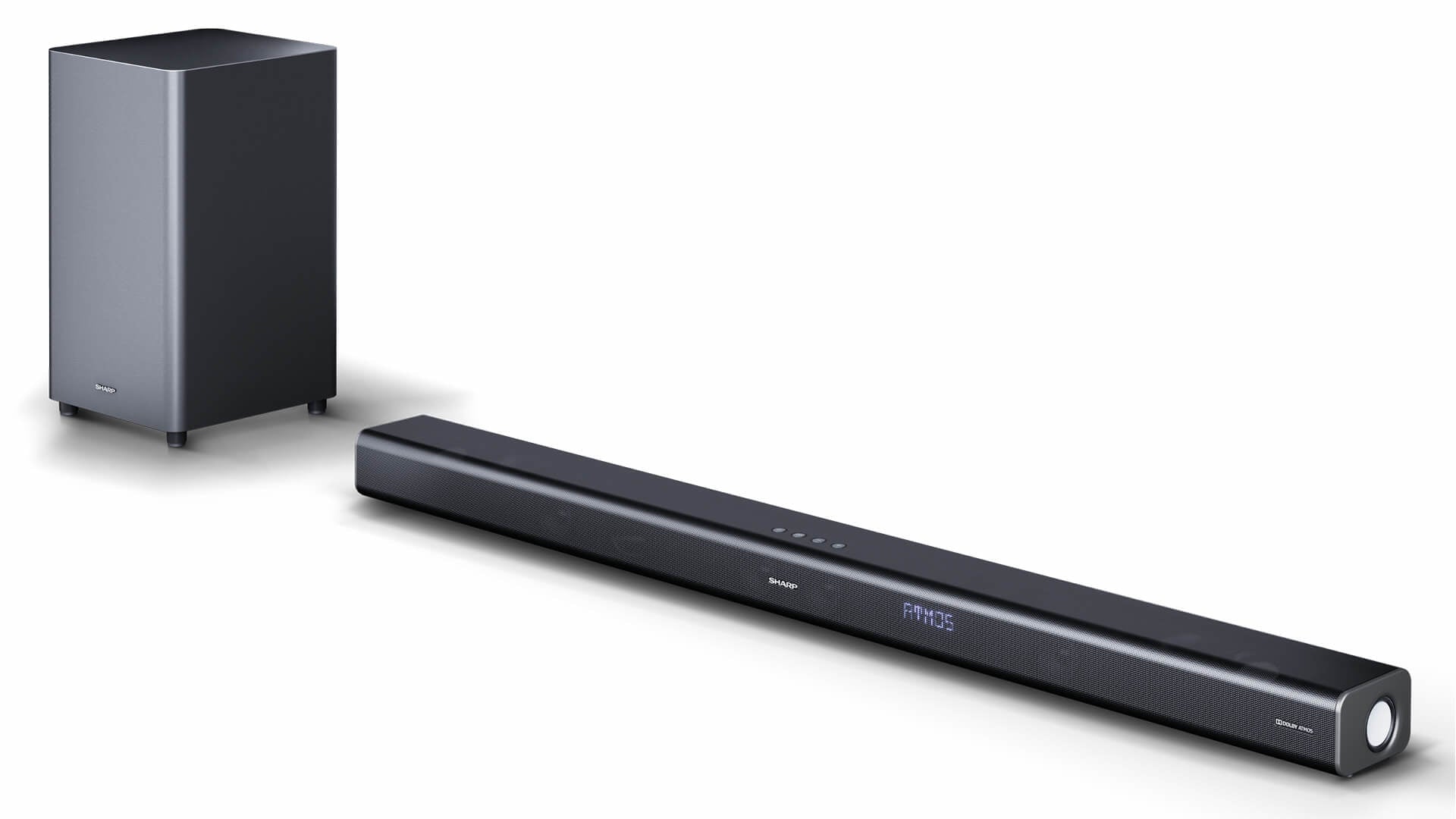 Sharp HT-SBW800 – Dolby Atmos Soundbar mit kabellosem Subwoofer – 5.1.2, 570 W, Schwarz