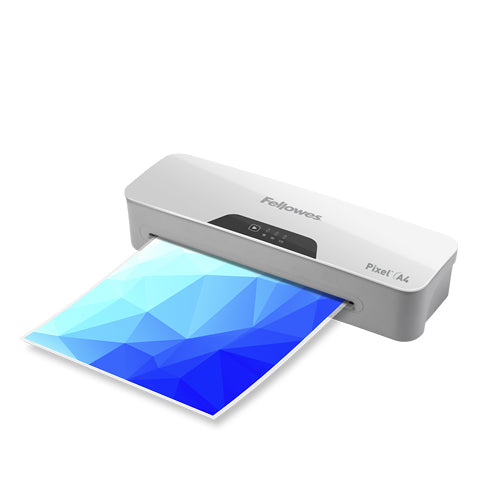 Fellowes PIXEL Laminiergerät A4 – 2-Rollen, 75–125 µm, Kaltlamination, Aufheizzeit 3 Min., Weiss