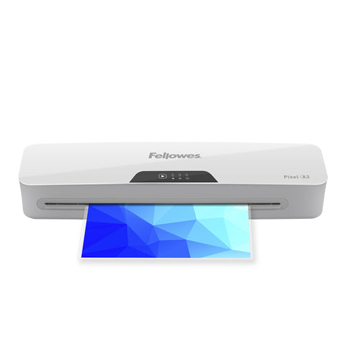 Fellowes Pixel Laminiergerät A3 – 2 Rollen, 75–125 µm, Kaltlamination, Aufheizzeit 3 Min., 300 mm/min, Weiss