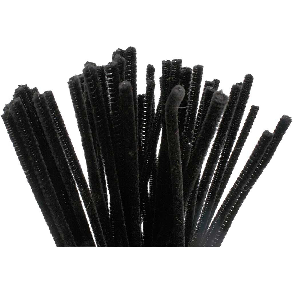 Creativ Company Chenilledraht, Nylon, Schwarz, Ø 6 mm × 30 cm, Set à 50