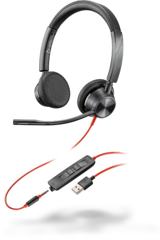Poly Plantronics Blackwire 3325 – Duo Headset – PTT, Mediensteuerung – Schwarz