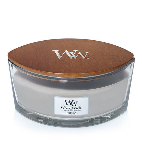 WoodWick Duftkerze Fireside, grau, Glas, Ø 19,1 cm, H 9,2 cm, 1 Stück
