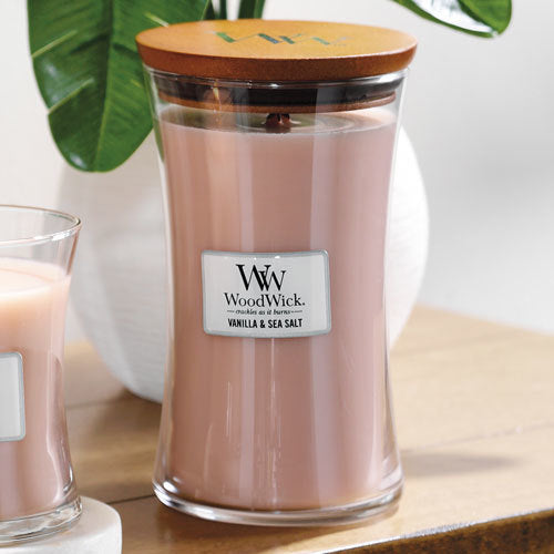 WoodWick Duftkerze – Vanille & Meersalz – Ø 10,2 × 17,8 cm