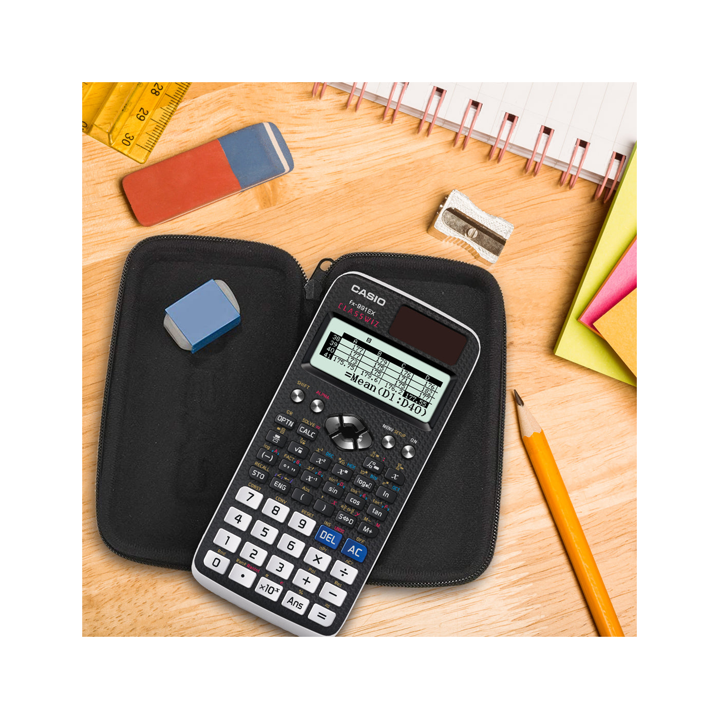 Casio Schutztasche FX-CASE Carbon Design – Schwarz – für Casio Taschenrechner