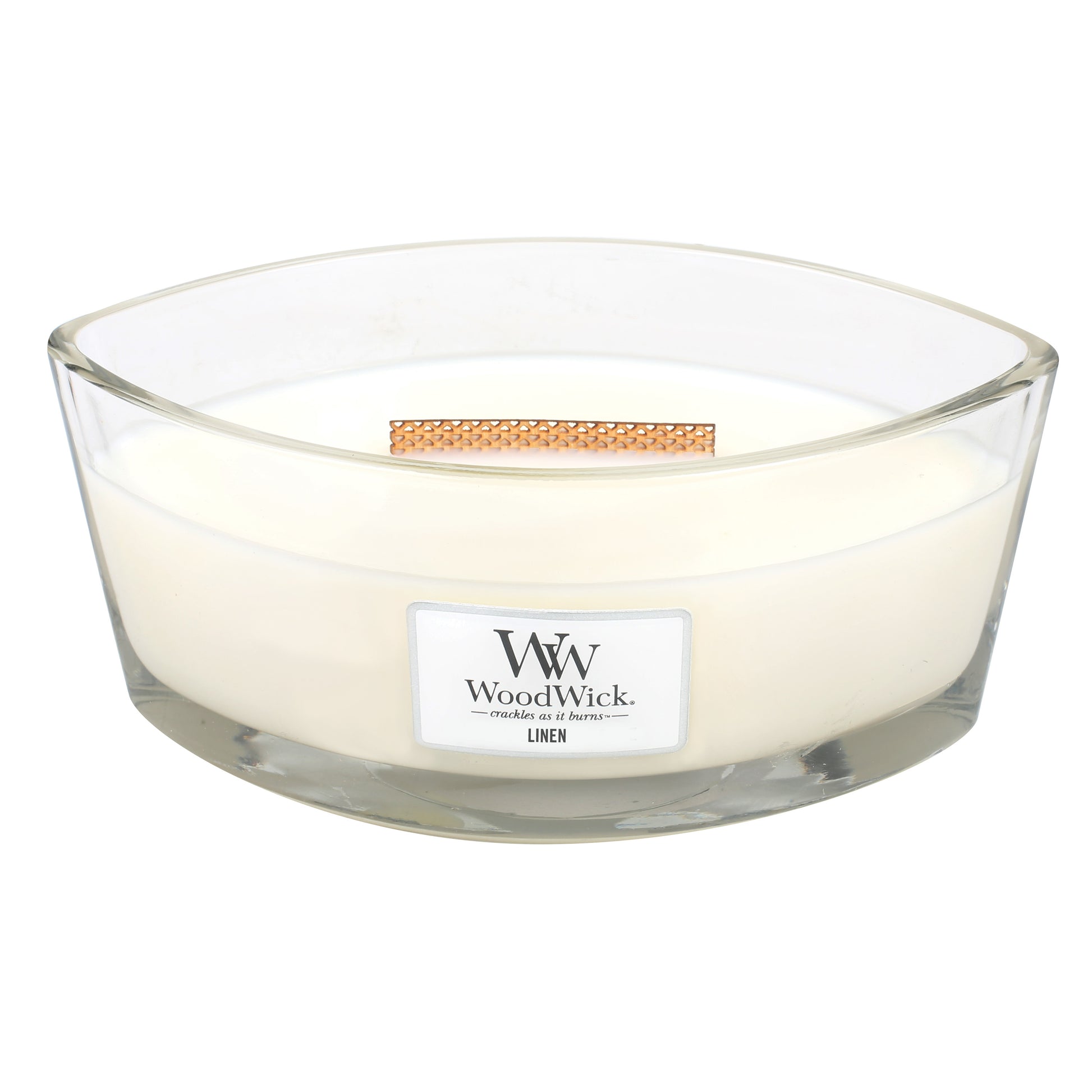 WoodWick Duftkerze Linen, weiss, Glas, 12,1 × 9,2 × 19,1 cm, 1 Stück