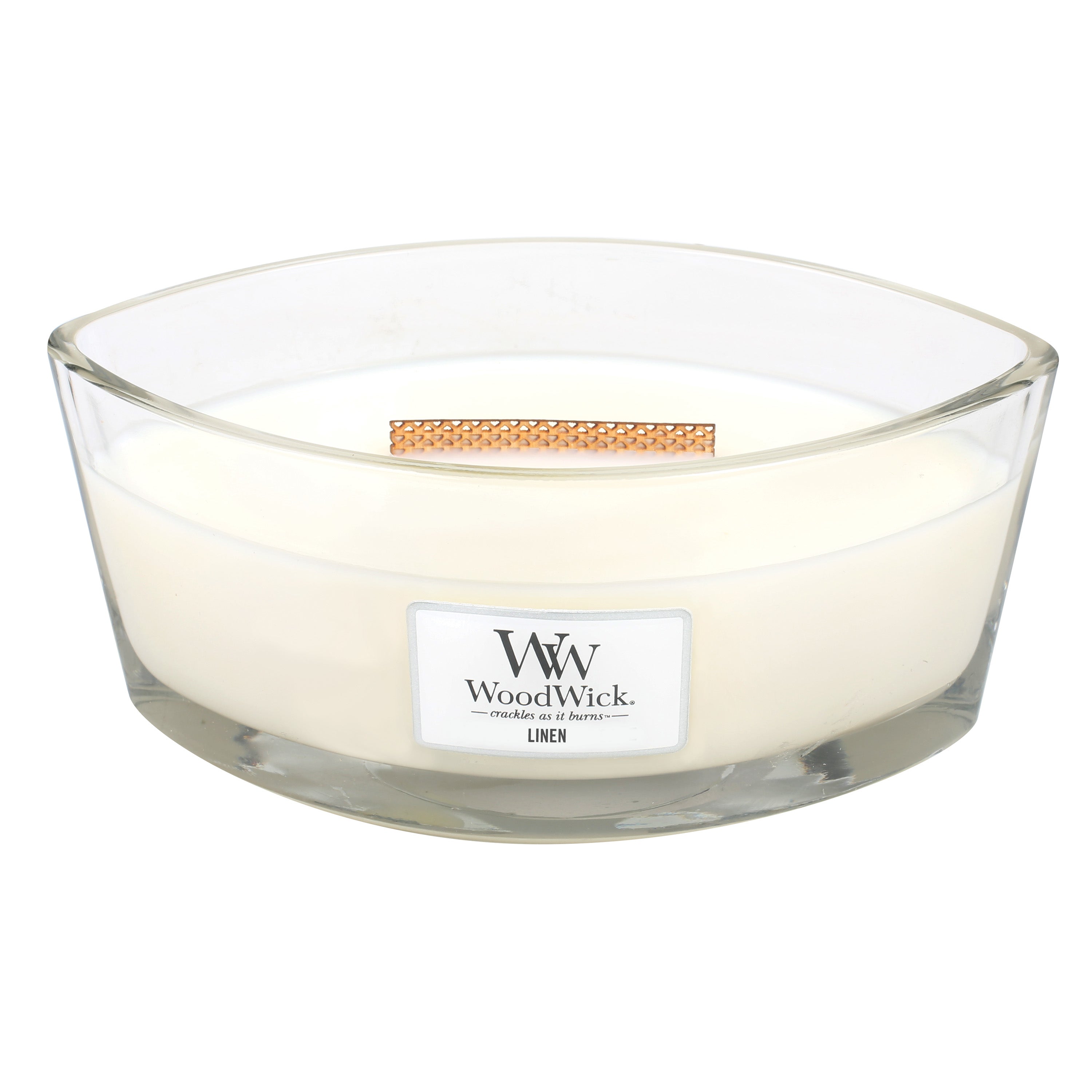WoodWick Duftkerze Linen, weiss, Glas, 12,1 × 9,2 × 19,1 cm, 1 Stück