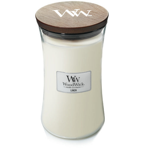 WoodWick Duftkerze – Linen – Ø 10,2 × 17,8 cm